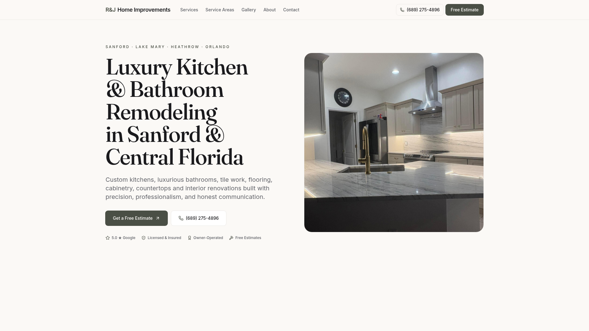 R&J Home Improvements website preview